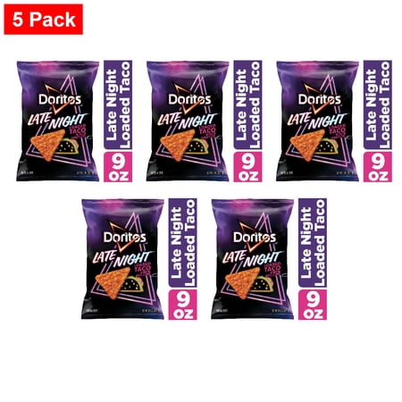 Doritos Tortilla Chips, Late Night Loaded Taco 9 oz - 5 Pack