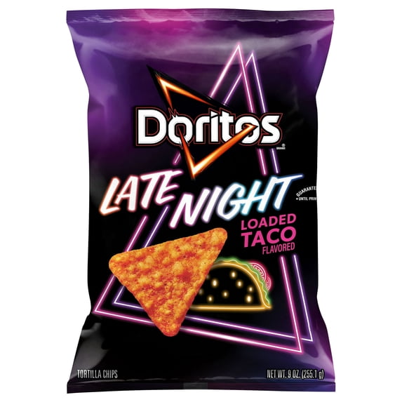 Doritos Tortilla Chips Late Night Loaded Taco, 9 oz Bag - 3 Pack
