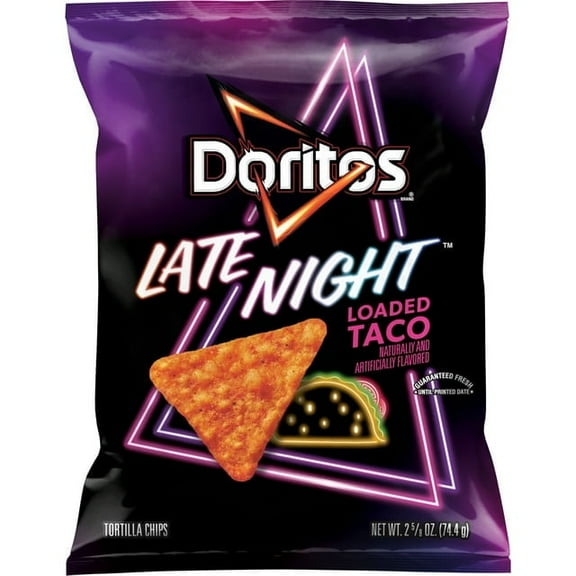 Doritos Tortilla Chips Late Night Loaded Taco Flavored 2.625 oz Bag ( 2 Pack )
