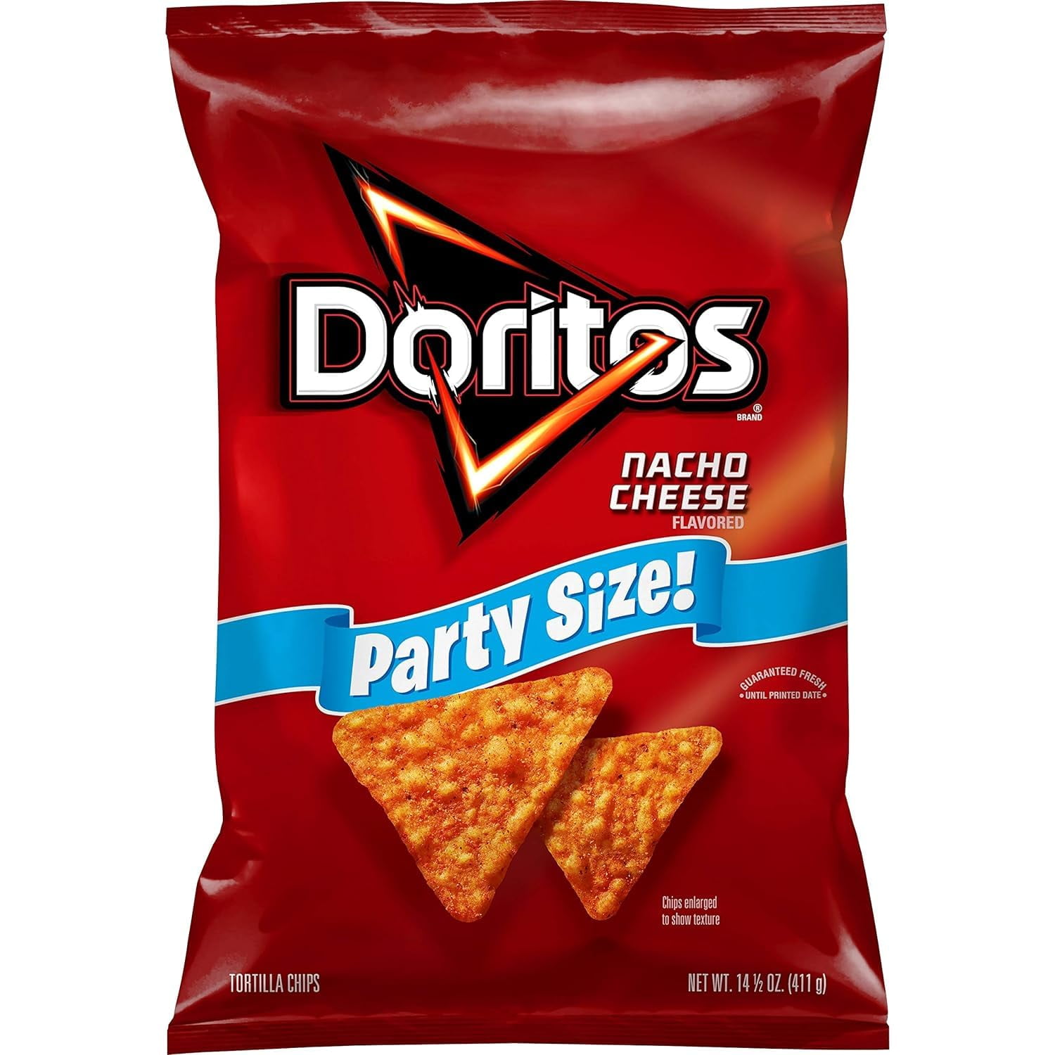 Doritos Tortilla Chips, Nacho Cheese Chips, Party Size, 14.5Oz Bag Packaging May Vary - Pack of 3
