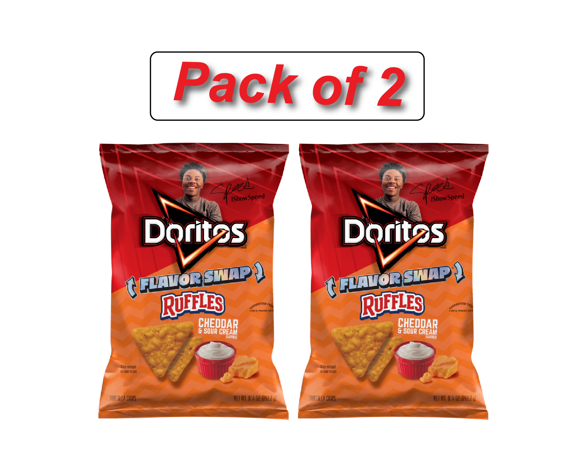 Doritos Tortilla Chips, Ruffles Cheddar & Sour Cream Flavor 9.25 oz Bag (Pack of 2)