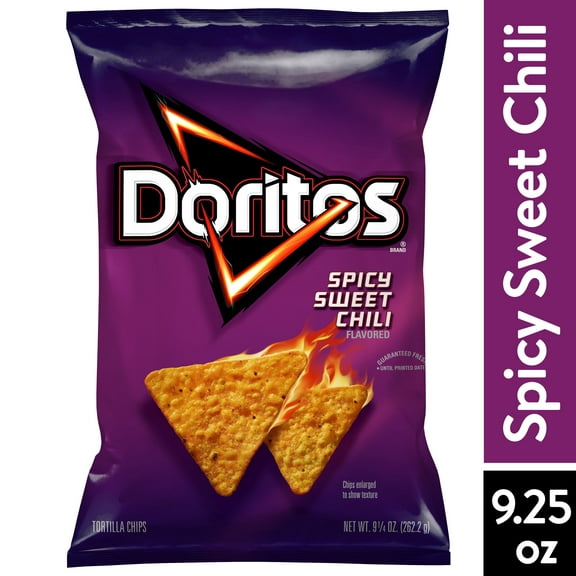 Doritos Tortilla Chips, Spicy Sweet Chili, 9.25 oz Bag, Snack Chips, Shelf-Stable