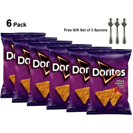 Doritos Tortilla Chips Spicy Sweet Chili Flavored Snack Chips, 9.25 Ounce (6 Pack) Free Gift from Winrock Store