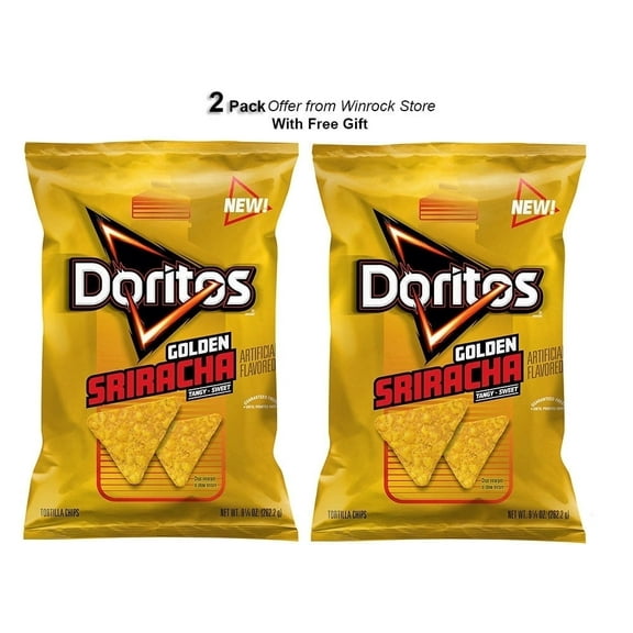 Doritos Tortilla Chips Tangy Golden Sriracha Flavored Snack Chips, 9.25 Ounce (2 Pack)