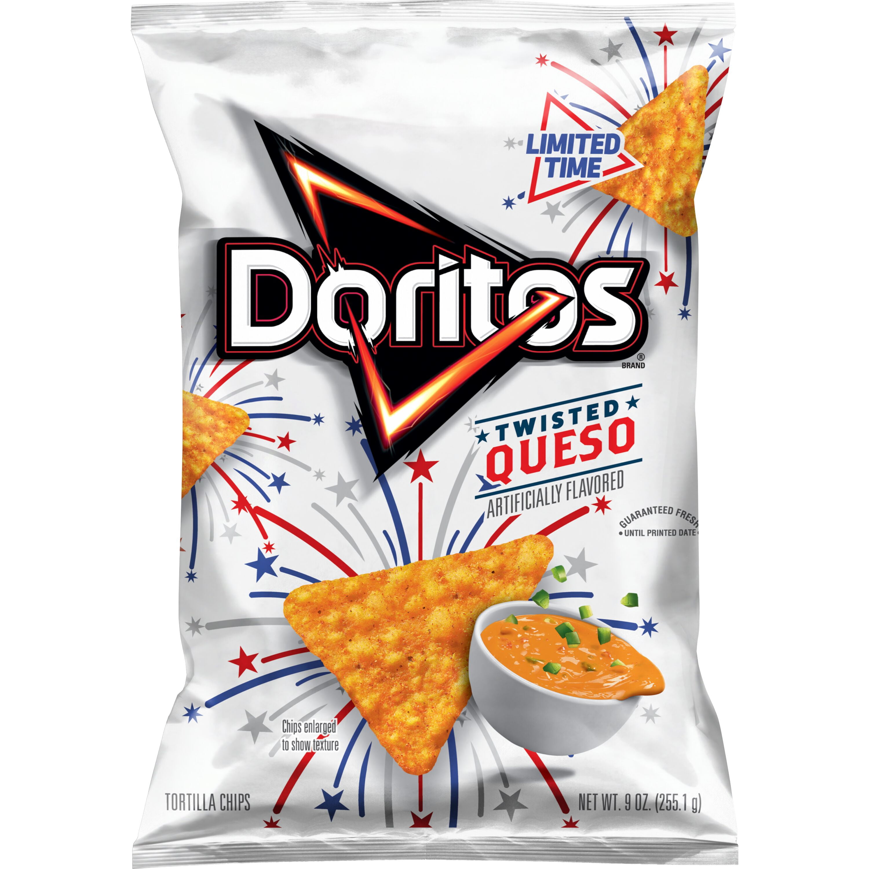 Doritos Twisted Queso Tortilla Chips, 9 Ounce Bag