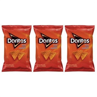 Doritos Zesty Cheese Tortilla Chips - Large Bags (4-Pack) - FRESH FROM CANADA
