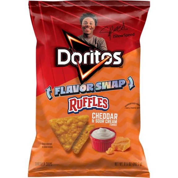 Doritos Tortilla Chips, Ruffles Cheddar & Sour Cream Flavor 9.25 oz Bag