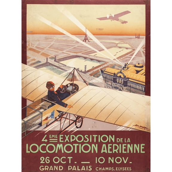 Dorival Air Show Aeroplane Exhibition Paris Advert Extra Large Art Print Wall Mural Poster Premium XL