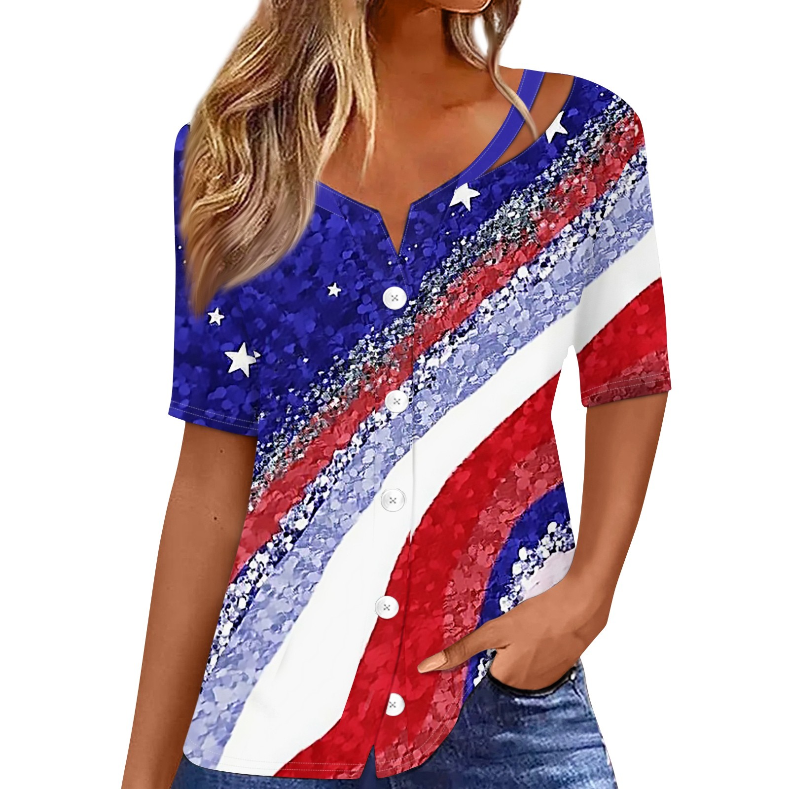 Dorkasm 4th Of July Tops Women Independence Day Womens Shirts Short