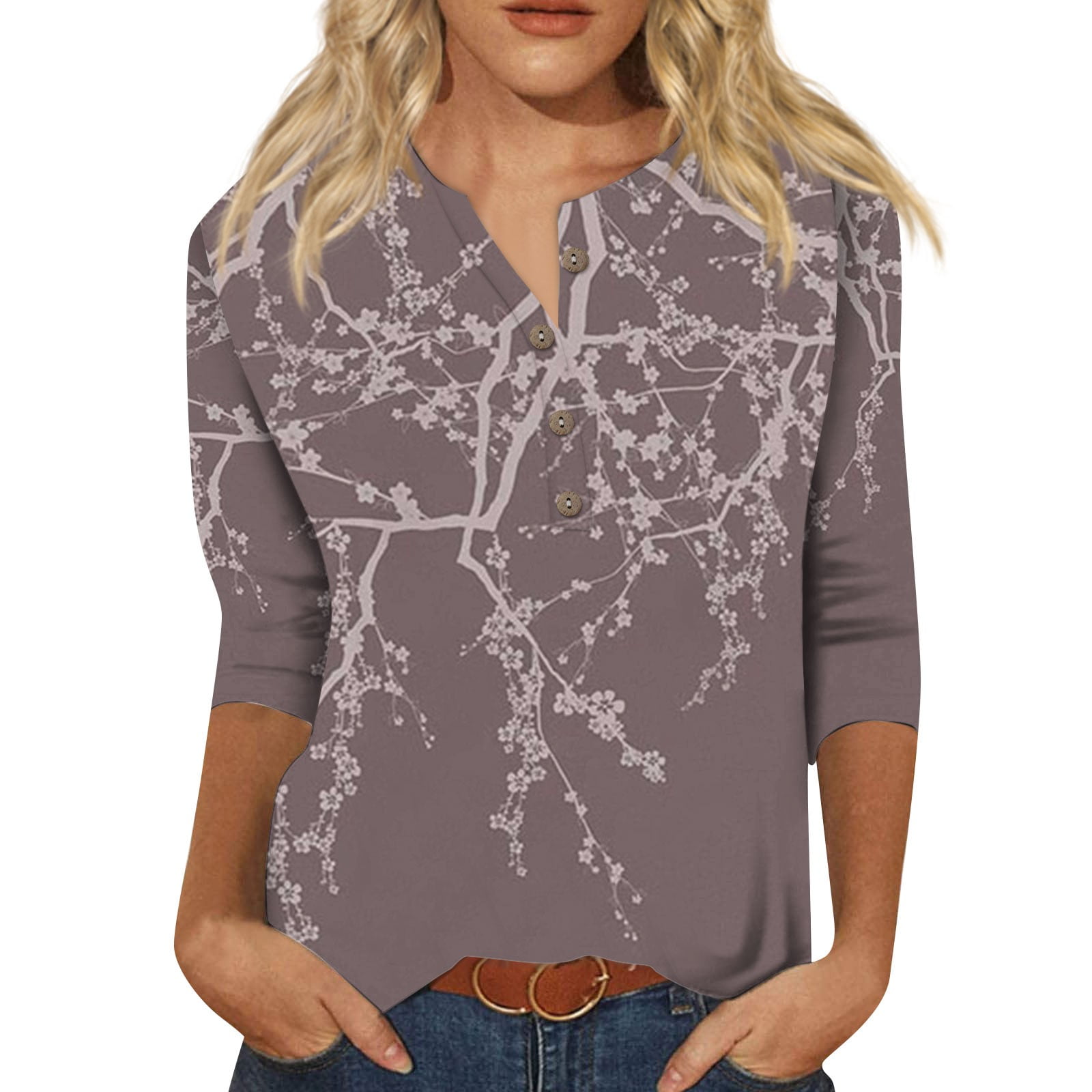 Dorkasm Business Shirts for Women Summer Button 3/4 Length Sleeve