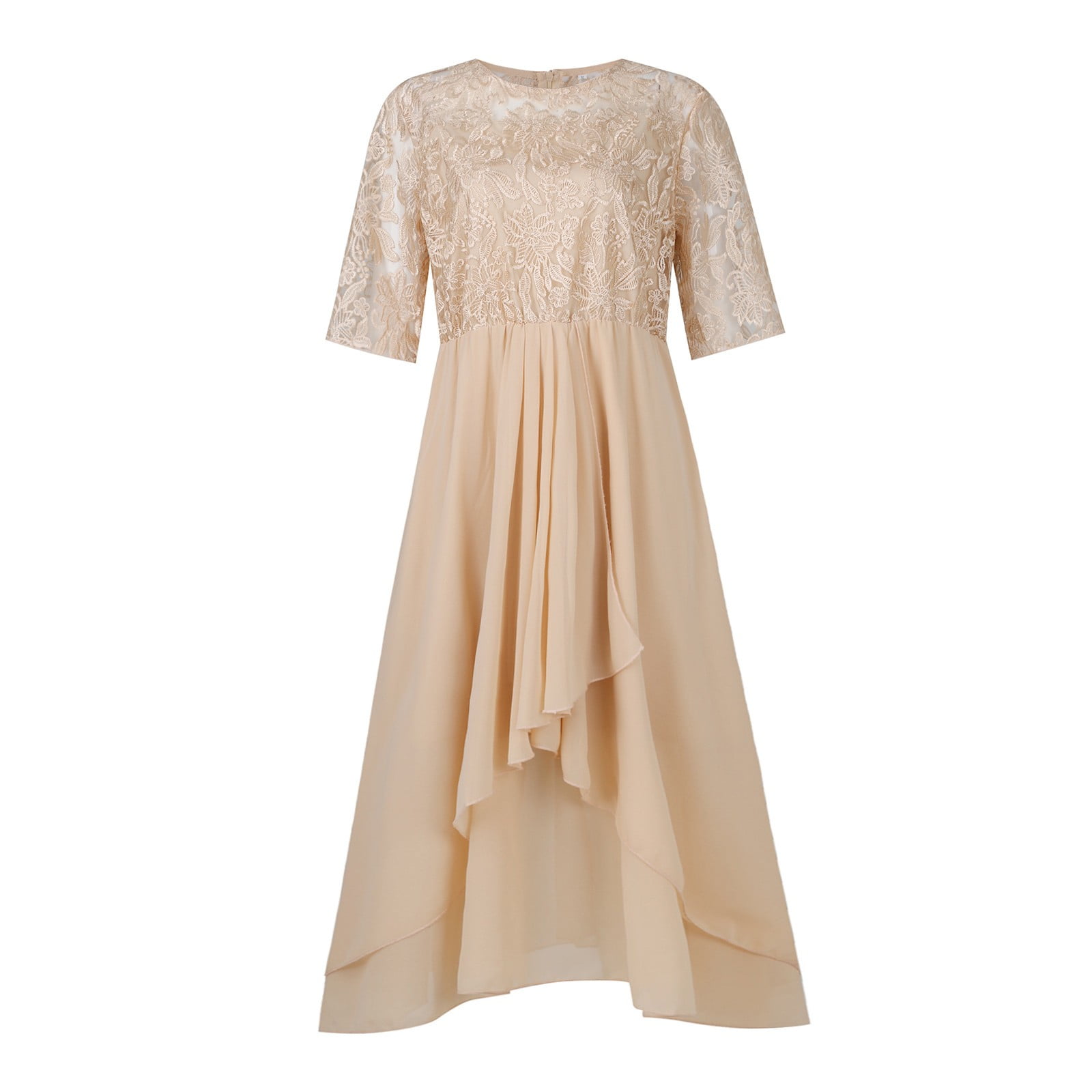 Dorkasm Cocktail Dresses for Women 2024 Mother of The Bride Dresses Tea Length Short Sleeves Formal Chiffon Dresses Gold M