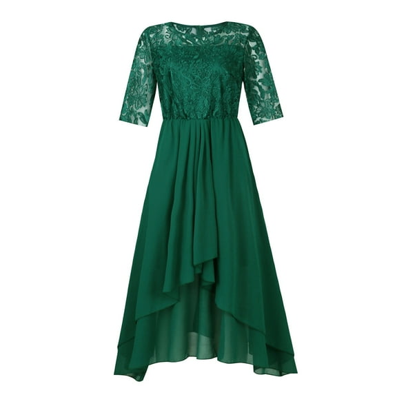 Dorkasm Cocktail Dresses for Women 2024 Mother of The Bride Dresses Tea Length Short Sleeves Formal Chiffon Dresses Green XL