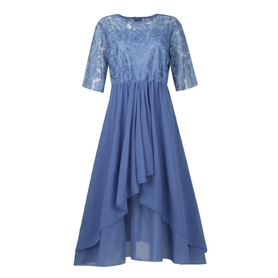 Dorkasm Cocktail Dresses for Women 2024 Mother of The Bride Dresses Tea Length Short Sleeves Formal Chiffon Dresses Purple L