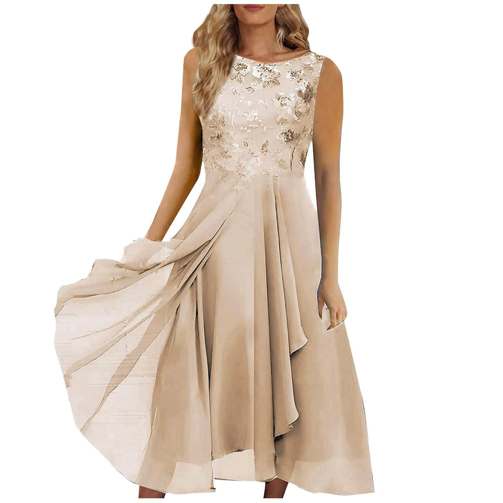 gold mother of the bride dresses tea length Mother Of Bride Dress Gold Elegant A-Line Beading Long Sleeves Tea-Length Chiffon Mother Of The Bride Dress