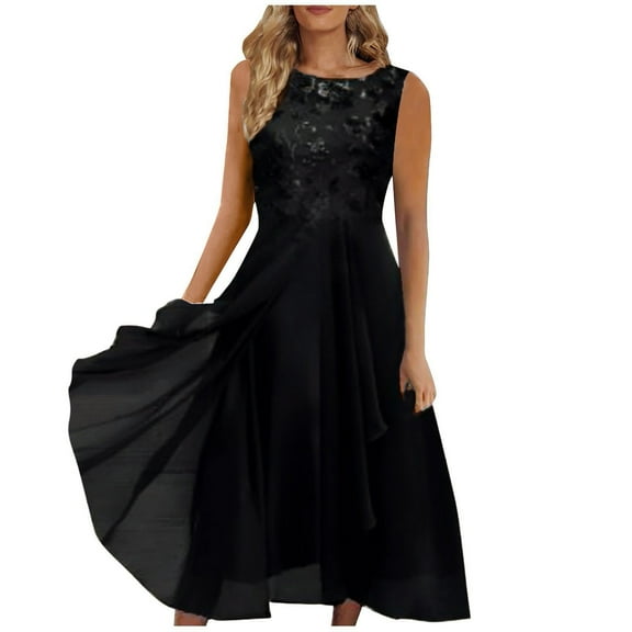 Dorkasm Cocktail Dresses for Women 2024 Mother of The Bride Dresses Tea Length Sleeveless Formal Chiffon Dresses Navy 3XL