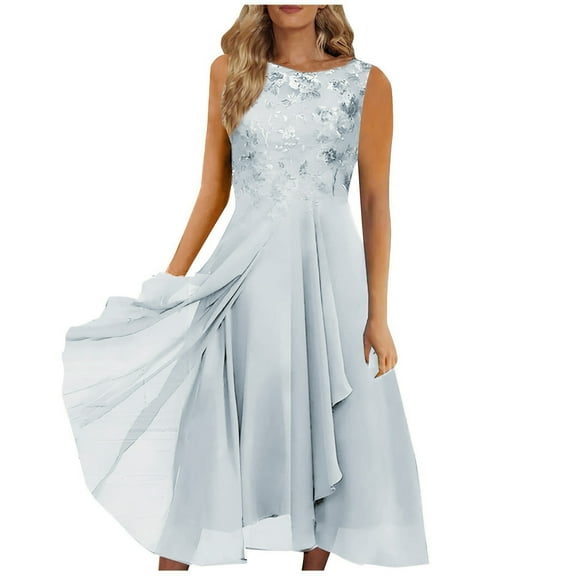 Dorkasm Cocktail Dresses for Women 2024 Mother of The Bride Dresses Tea Length Sleeveless Formal Chiffon Dresses White 3XL