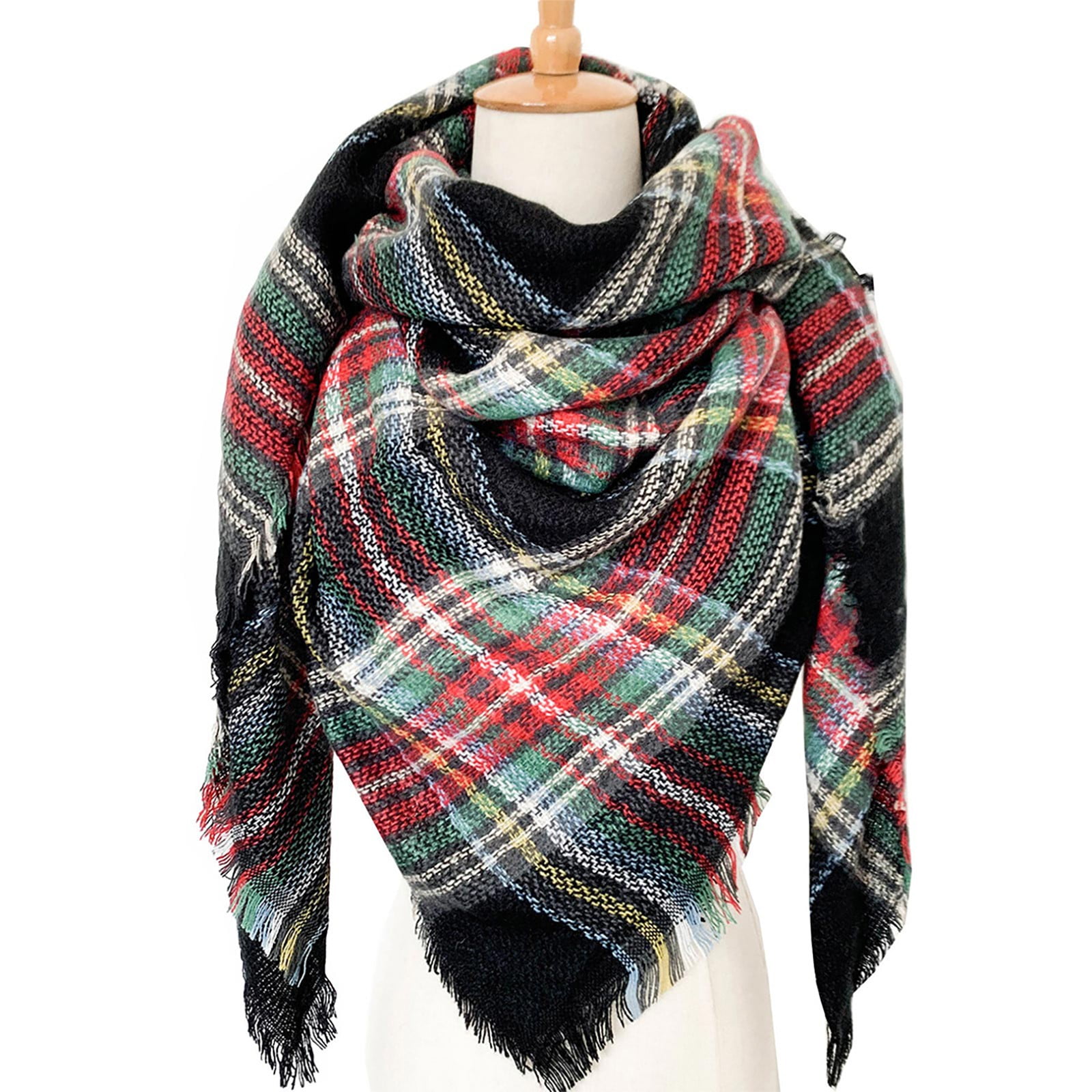 Dorkasm Cute Scarfs for Women Square Scottish Tartan Cold Weather Scottish  Tartan Fall Christmas Check Plaid Women Scarves and Wraps Black 