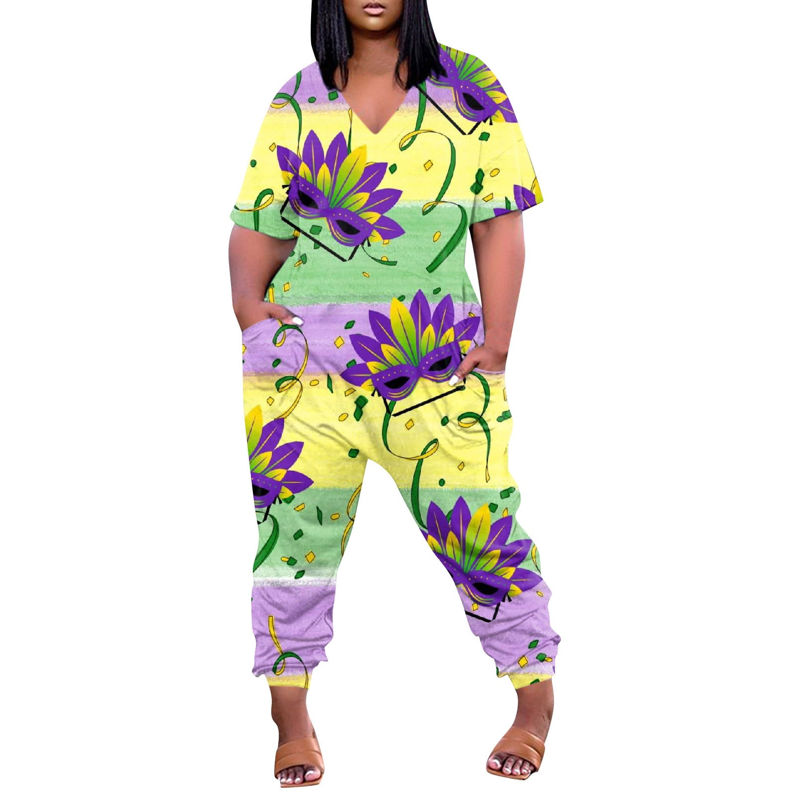mardi gras themed overalls