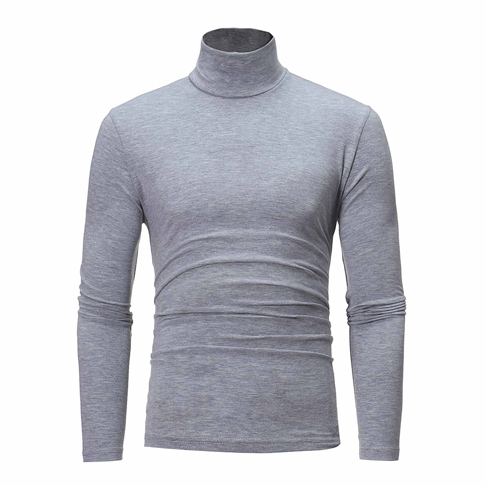 Dorkasm Men Long Sleeve Turtleneck Sweater Mock Neck Cotton Shirts Slim