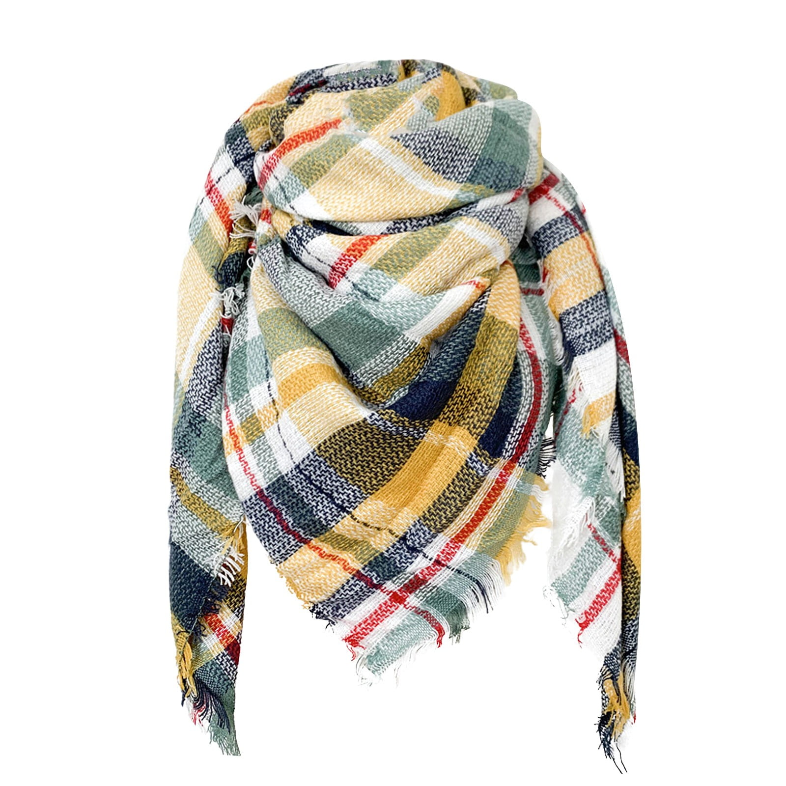 Dorkasm Scarf for Women Lightweight Scottish Tartan Christmas Winter Check  Plaid Cute Square Scottish Tartan Elegant Scarves for Women Yellow 