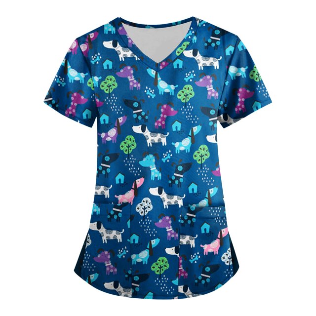 Dorkasm Scrub Top Women Soft Scrubs Clearance Cartoon Cheap Workwear
