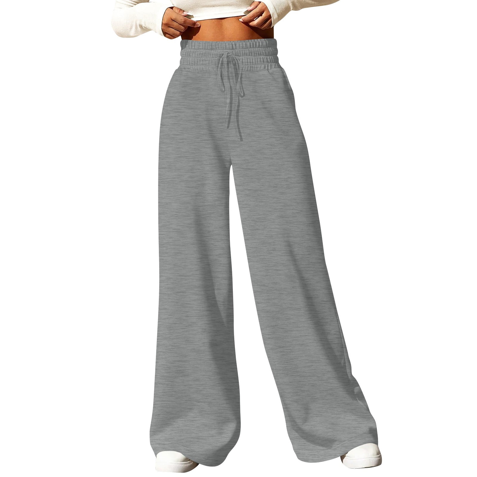 Dorkasm Wide Leg Sweatpants for Women Baggy Y2k Low Rise Sweat Pants Straight Leg Yoga Pants with Pockets Lounge Trousers Gray XL Walmart