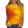 Dorkasm Women Tops Crew Neck 3/4 Sleeve Tshirts Floral Work Blouses for