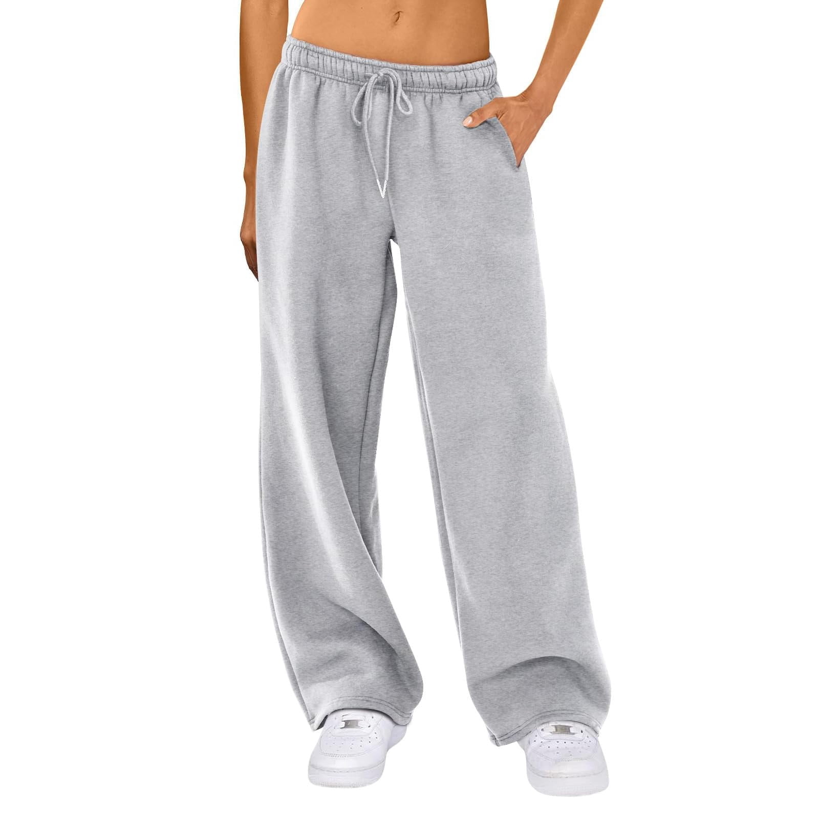 Dorkasm Women Y2K Drawstring Sweatpants Low Rise Wide Leg Ankle Slit Fold  Over Pants Comfy Jogger Trousers with Pocket Light Gray S - Walmart.com