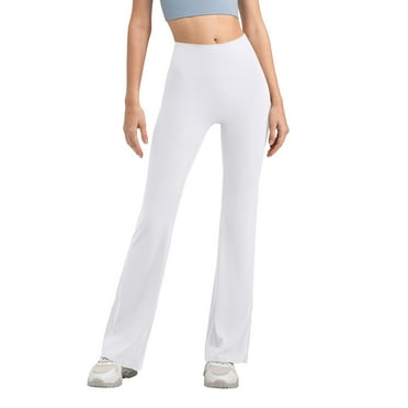 Dorkasm Women's Leggings Workout Cross Waist Compression Pants High Waist Wide Leg Flare Leggings Tummy Control Bootcut Yoga Pants White L