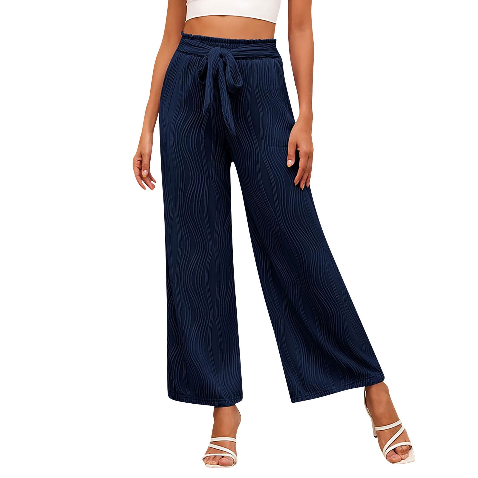 Navy wide leg trousers plus size 2025