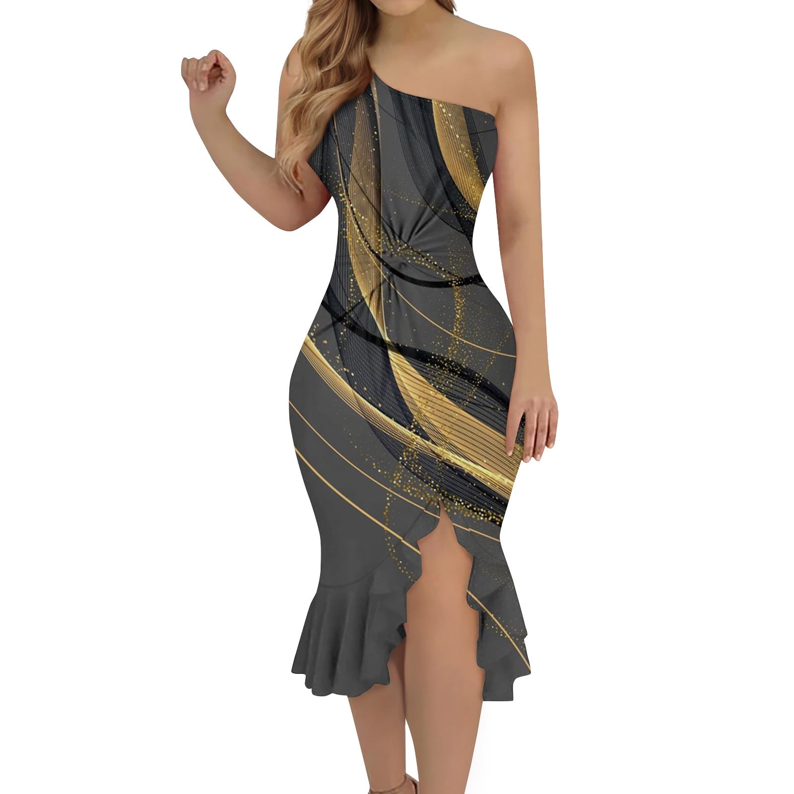 Dorkasm Women's Ruched Bodycon Dress 2024 Summer One Shoulder