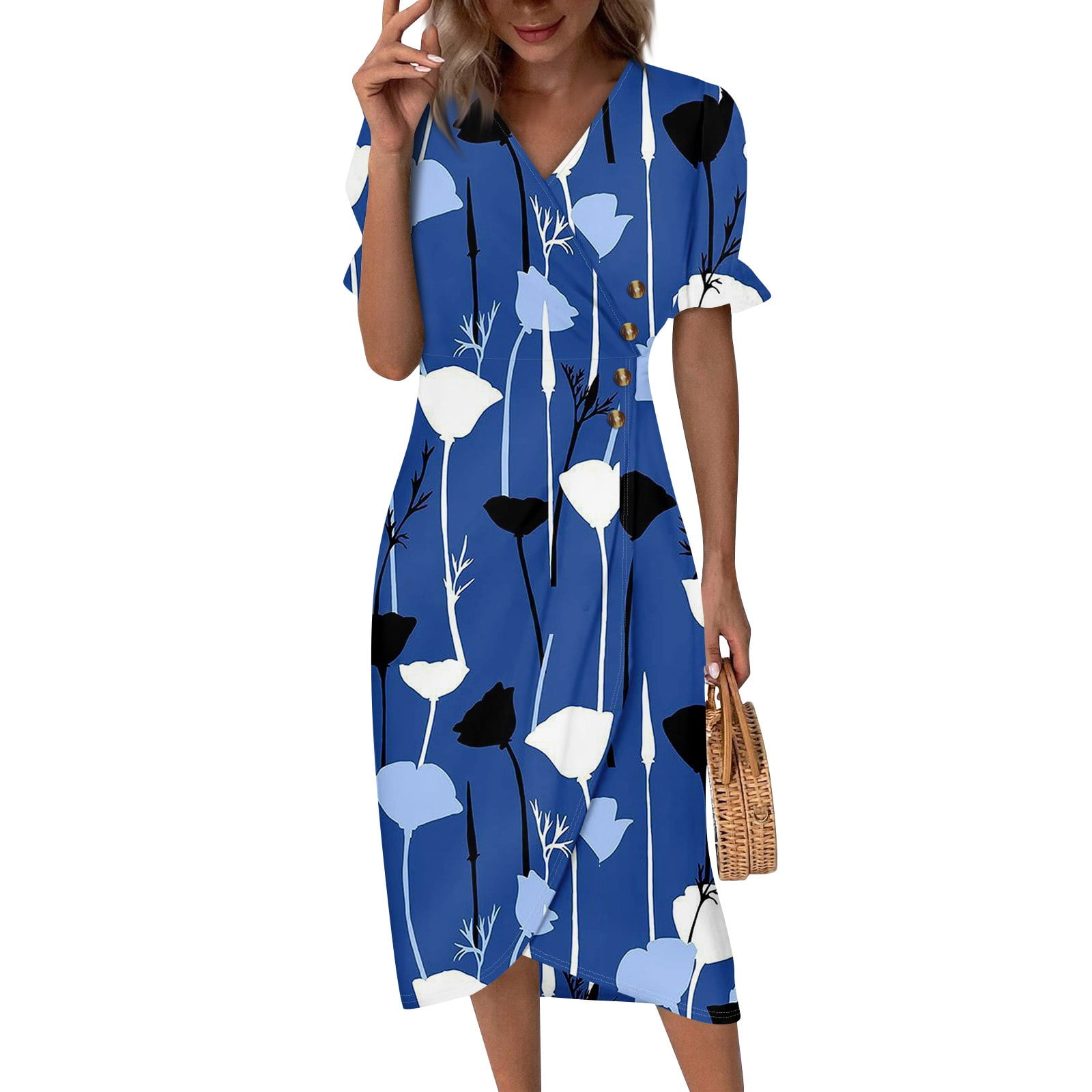 Dorkasm Women's Summer Dresses 2024 Dresses Spring Elegant Wrap V Neck