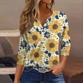 Dorkasm Women's T Shirts Button Down Women Tops 3/4 Sleeve Floral