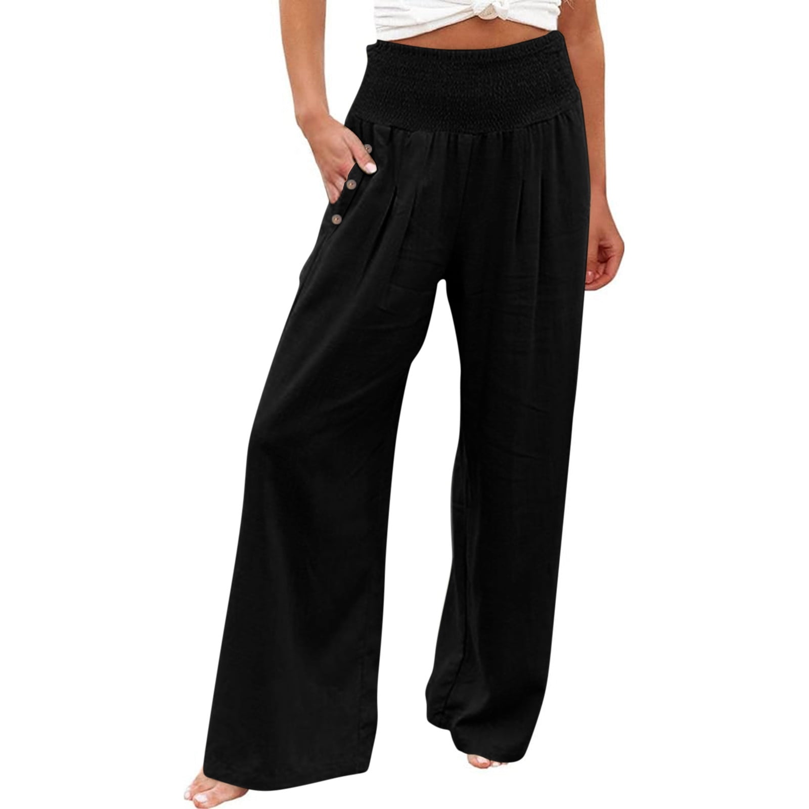 Dorkasm Women's Wide Leg Pants High Elastic Waisted in The Back