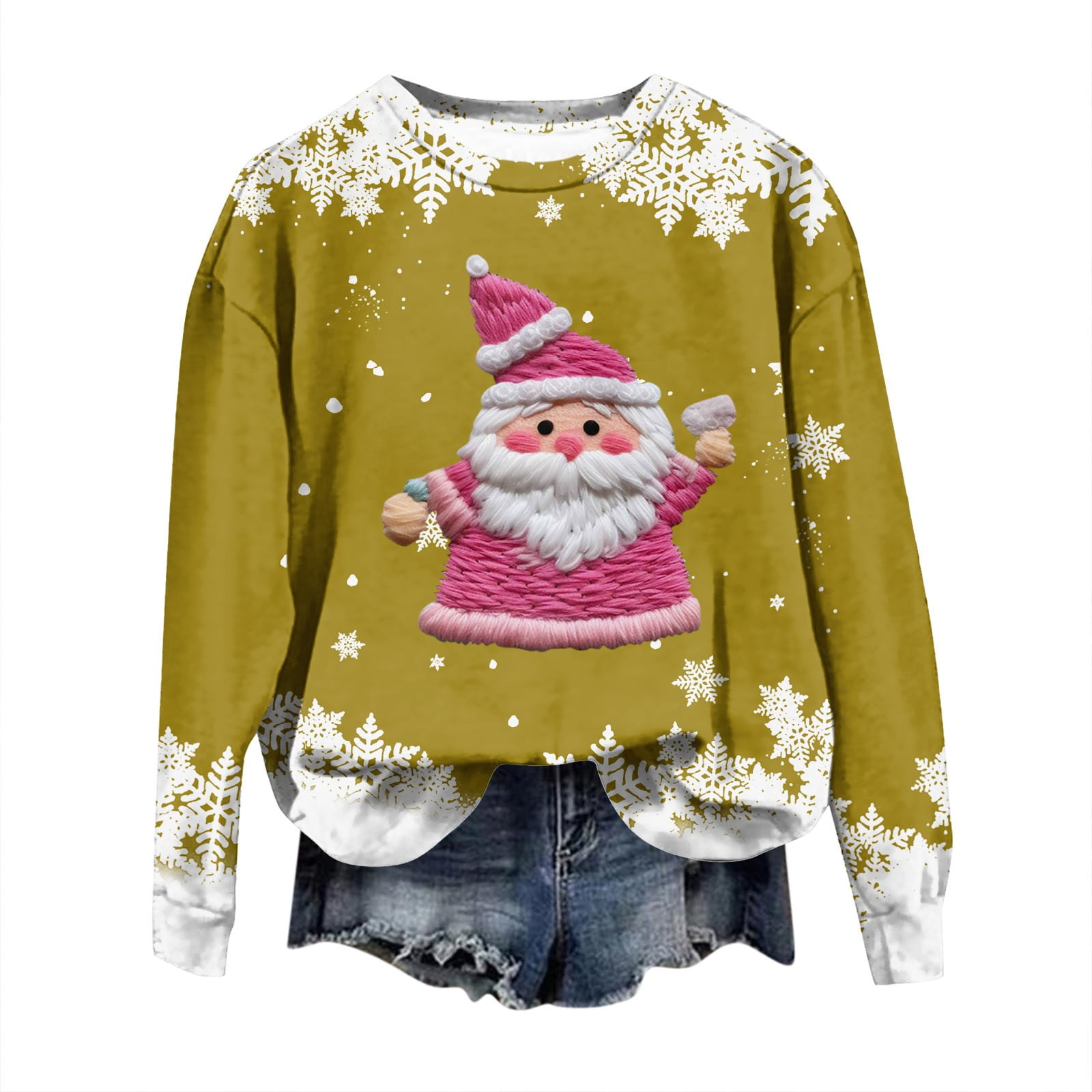 Dorkasm Womens Christmas Crewneck Sweatshirt Snowflake Christmas Santa