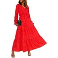 Dorkasm Womens Fall Dresses 2024 Casual Long Sleeve V Neck Maxi Dress