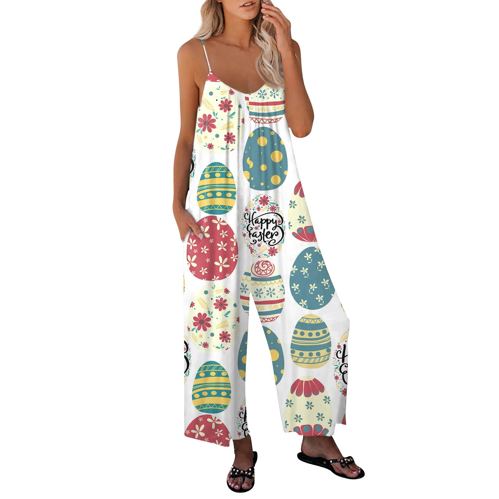 Dorkasm Womens Jumpsuits Easter Day Bunny Women's Overalls Scoop