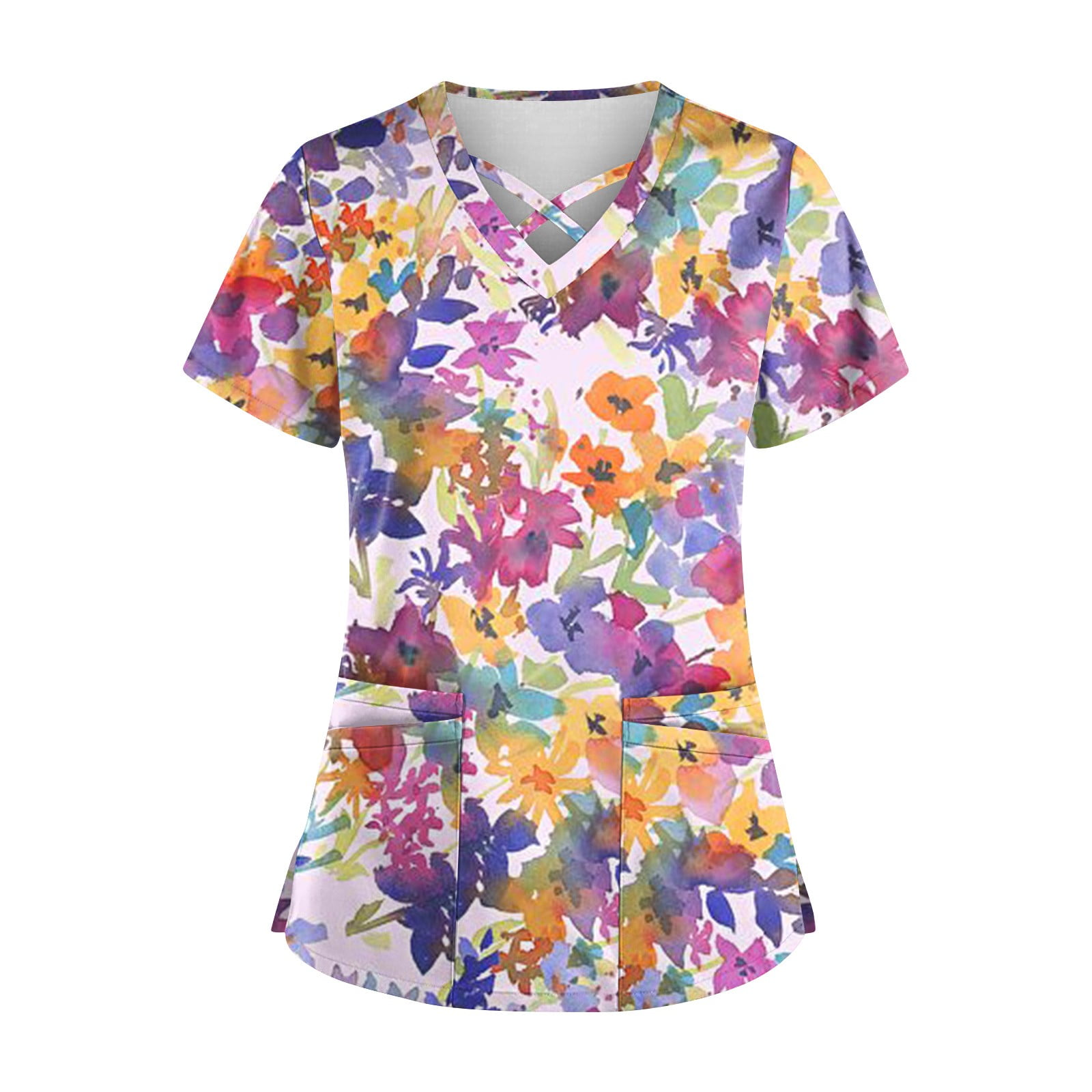 Dorkasm Womens Plus Size Scrubs Thanksgiving Scrub Tops V Neck Pockets Cartoon Nursing Basics