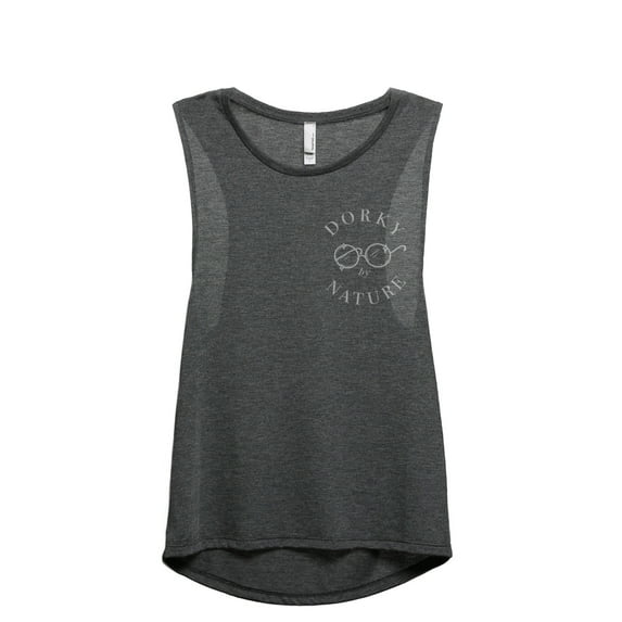 Dorky By Nature Women's Fashion Sleeveless Muscle Workout Yoga Tank Top Charcoal Grey Small