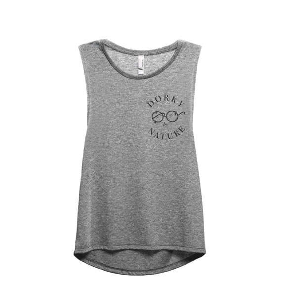 Dorky By Nature Women's Fashion Sleeveless Muscle Workout Yoga Tank Top Heather Grey Grey Small