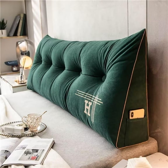 Dorm Bed Headboard Pillow, Dorm Headboard Long Backrest Positioning, Pockets Wedge Pillow for Bedroom Sofa Daybed