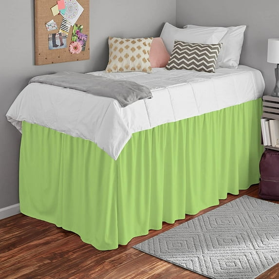 Dorm Bed Skirt (39 x 80) for Dorm Room, College Dorm Bed Skirt, 100% Polyester Bed Skirt, Extra Long And Dust Ruffle Bedskirt with 38 Inch Tailored Drop - Sage Solid, Twin-XL Size.
