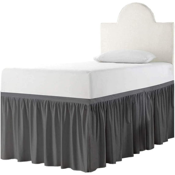 Dorm Bed Skirt Twin XL Size (39" x 80") College Room Bed Skirt for Dorm Bed Sized - 100% Microfiber 32" Inch Drop Ruffled & Soft Tailored Bedskirt - Dark Grey Solid.