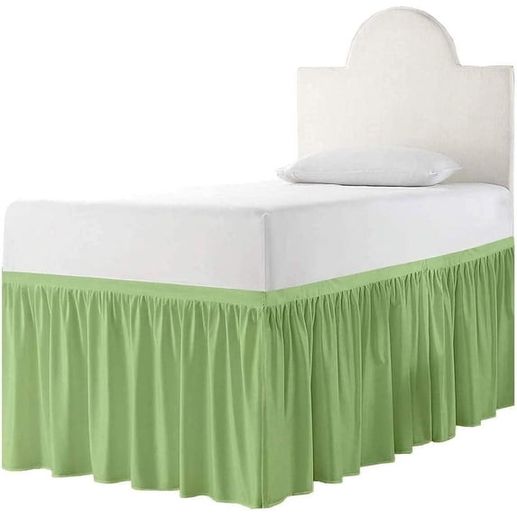BEDDING BEGS-College Dorm Bed Skirt-100% Microfiber, 30" Drop, Easy Fit & Soft-Sage Solid, Twin-XL Size (39"x 80")