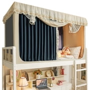Dorm Bunk Blackout Curtains with Mosquito Net for 190x90x111cm Upper Bed