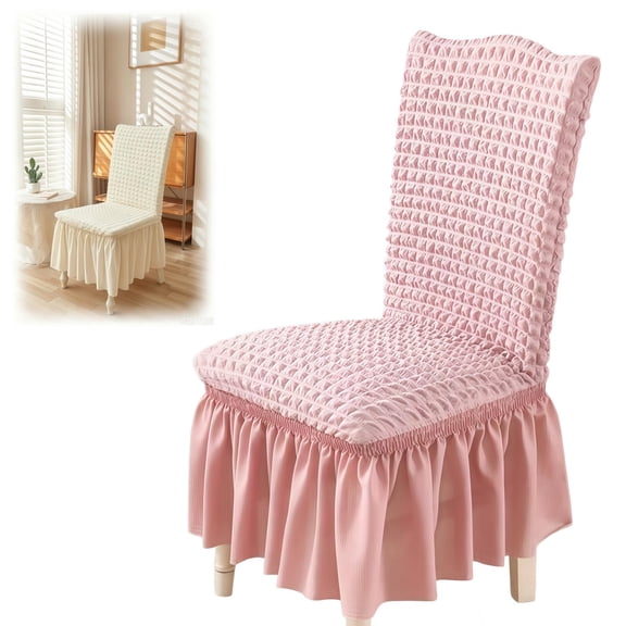 Dorm Chair Cover with Skirt, Stretchable Chair Slipcover for College, Armless Desk Chair Protector