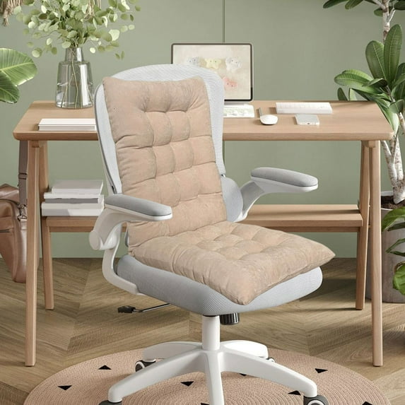 Dorm Chair Cushion, Office Chair Seat with Back Support, Breathable and Fit Back Contours for Living Room Tatami and Patio, 39x18 Inch and 3" Thick,Beige