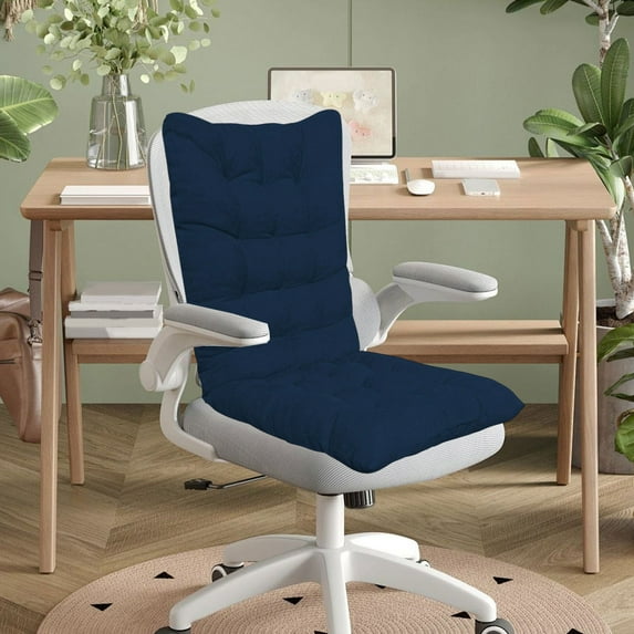 Dorm Chair Cushion, Office Chair Seat with Back Support, Breathable and Fit Back Contours for Living Room Tatami and Patio, 39x18 Inch and 3" Thick,Navy