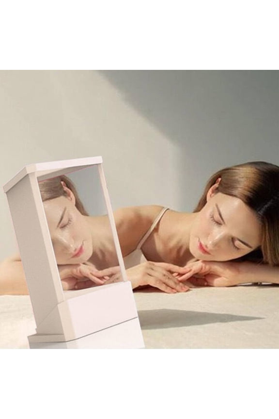 Dorm Desk Vanity Mirror Non Reversing Inverted Standing Vanity for Makeup Hair Styling Beauty Facial Correction Safe Plastic Mirror