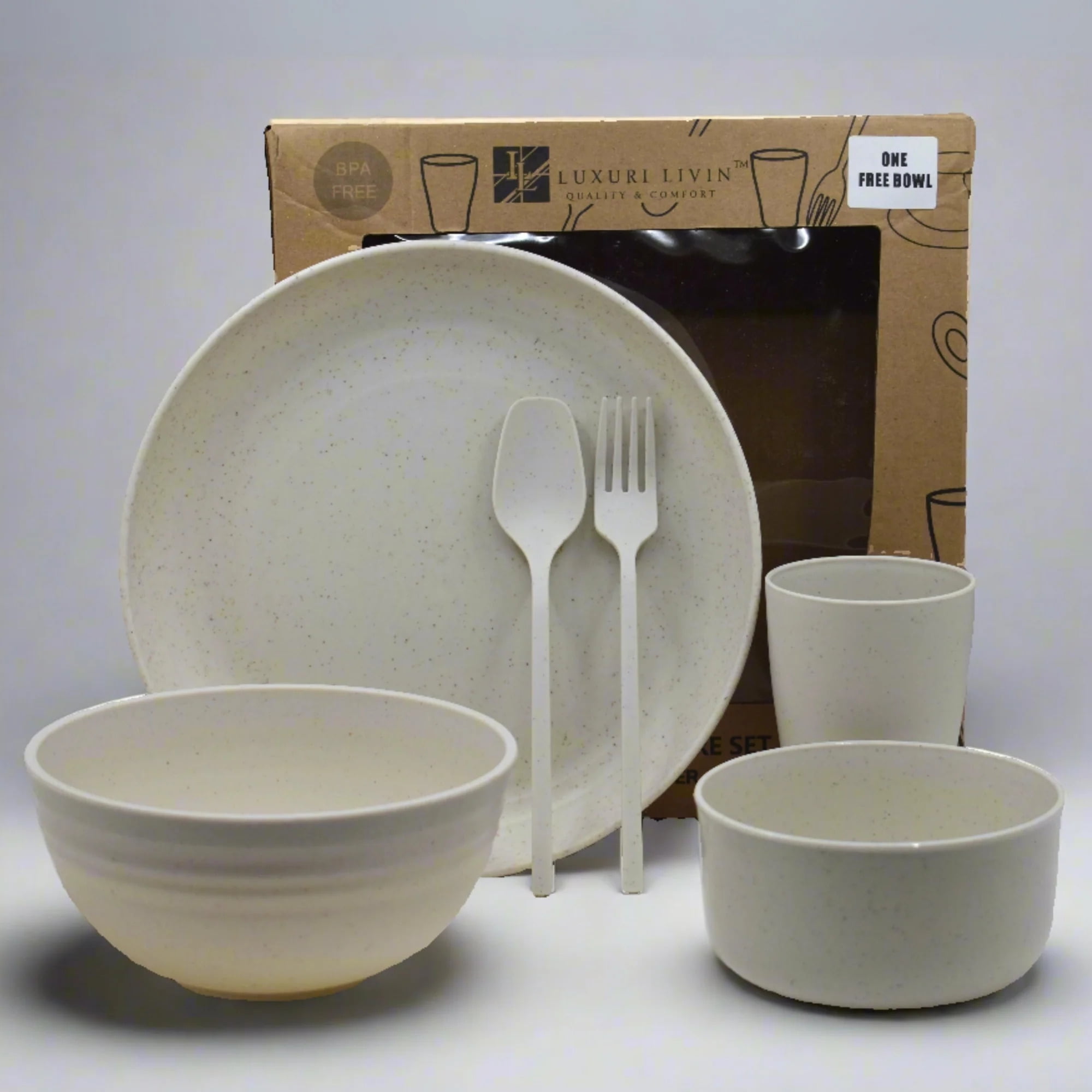 Dorm Dinnerware 5 pcs Set with One Free Bowl